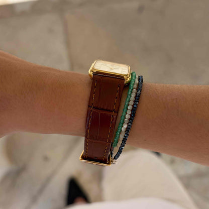 Roger Rodin Tank: Ladies 90s Dainty Gold with White Dial and Cabochon Crown