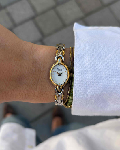 Caravelle by Bulova Vintage Watch: Ladies 90s Golden Two Tone Bracelet Style