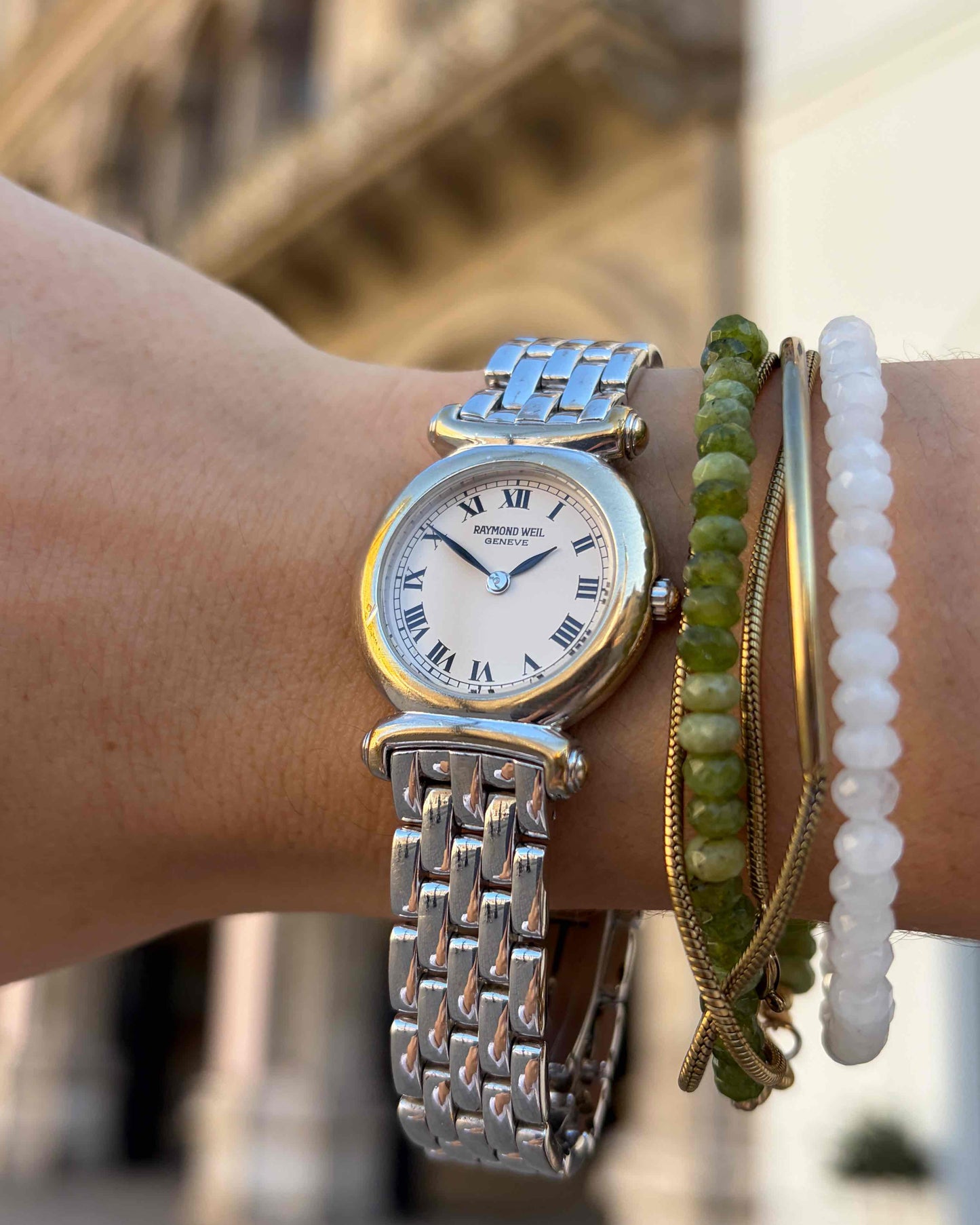 Raymond Weil Cocktail: Vintage Ladies 90s Silver with Roman Numerals