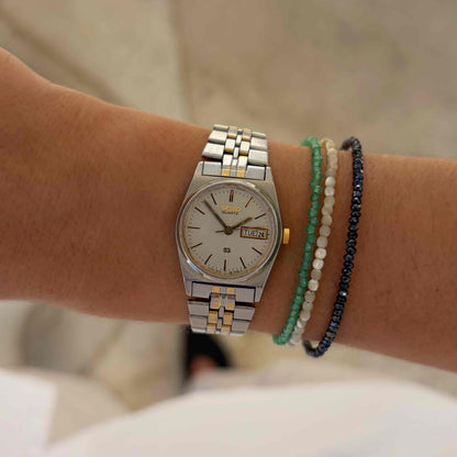 Seiko Baby Oak: Ladies Dainty Vintage 80s Gray Dial Two-Tone