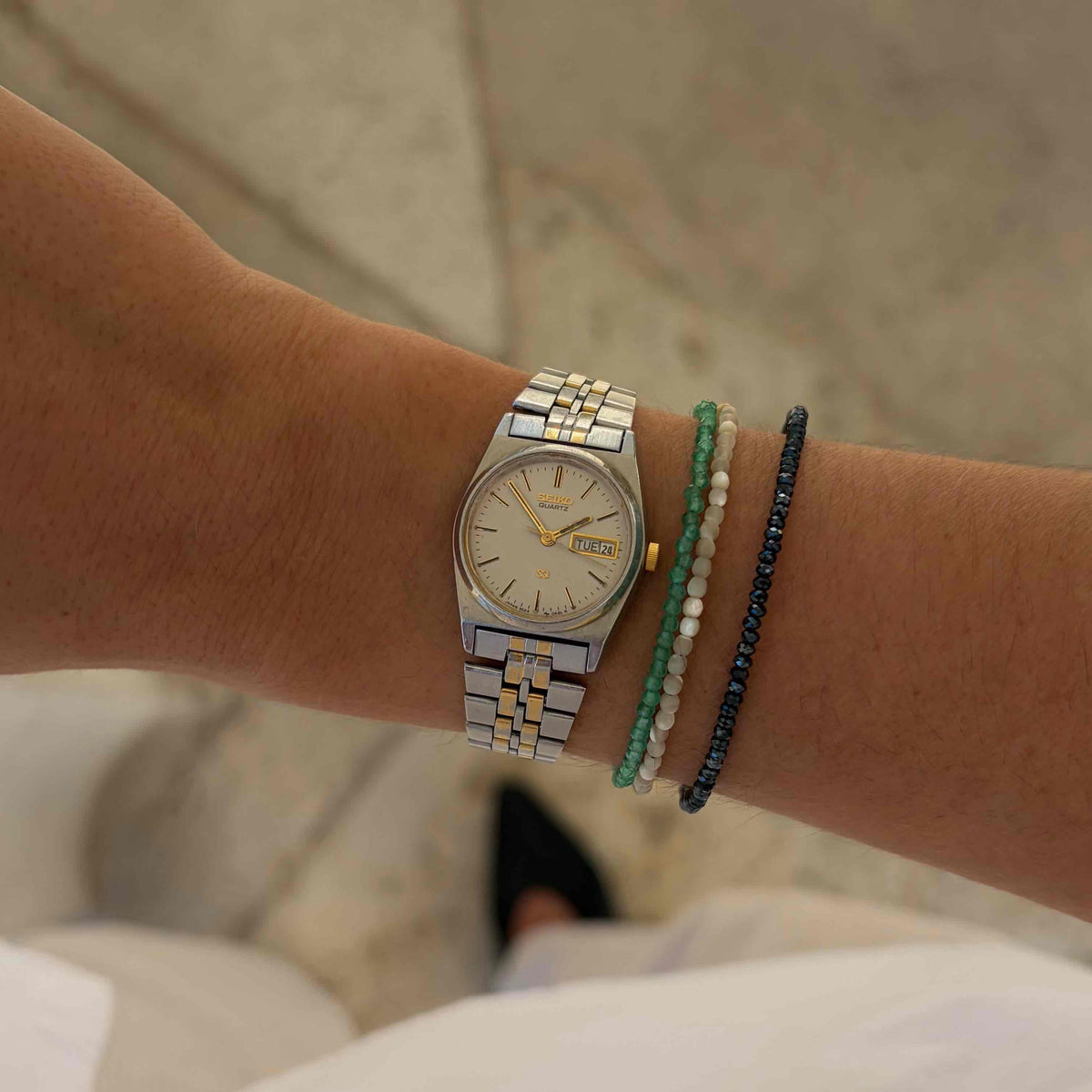 Seiko Baby Oak: Ladies Dainty Vintage 80s Gray Dial Two-Tone