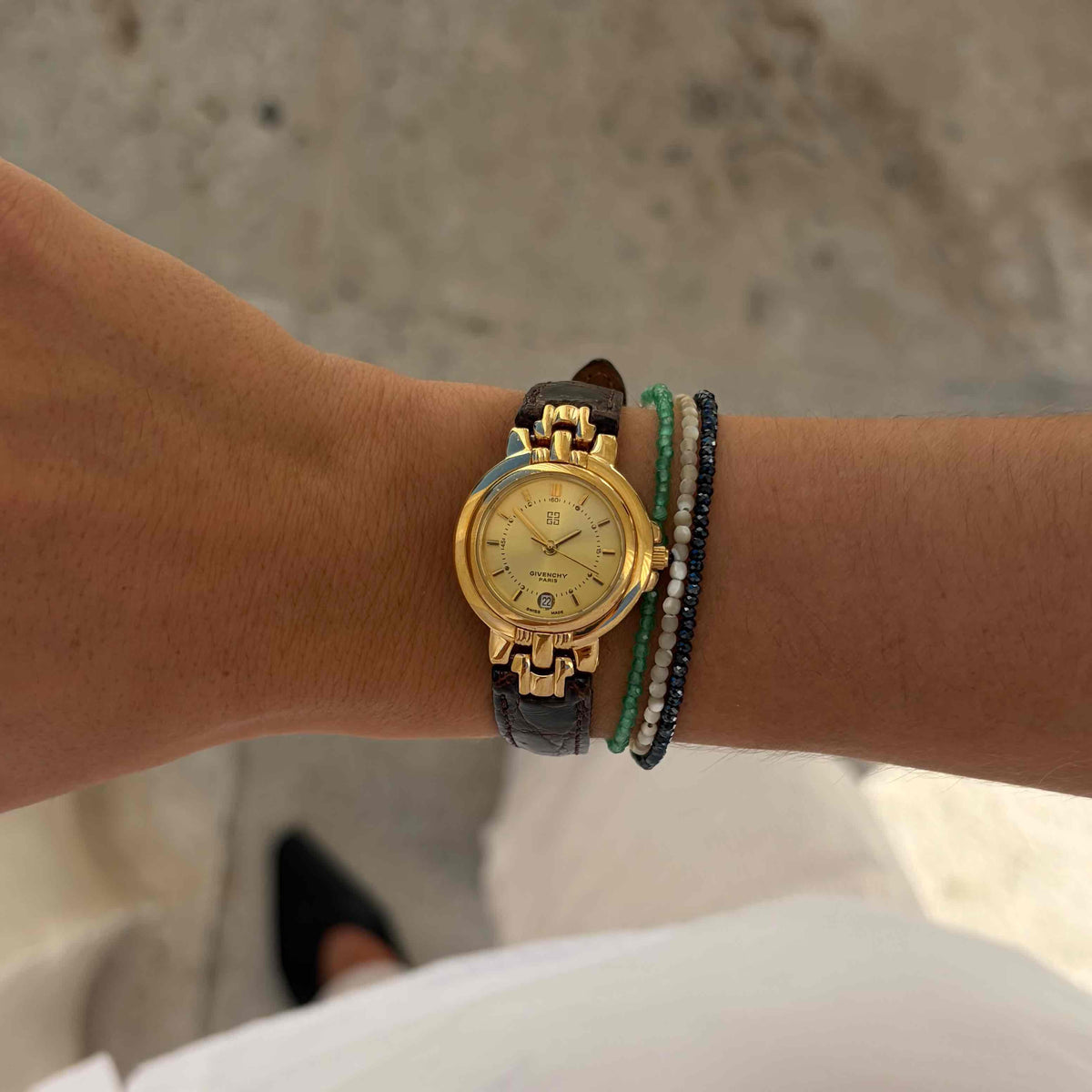 Givenchy Cocktail Watch: Vintage Ladies 90s Champagne Sunburst Dial - MINT
