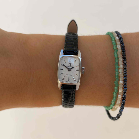 Omega Tank DeVille: Vintage Ladies Watch White Structured Dial 60s Mechanical