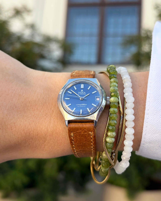 Doxa Ladies Watch: Vintage Mechanical Blue Dial 70s Automatic