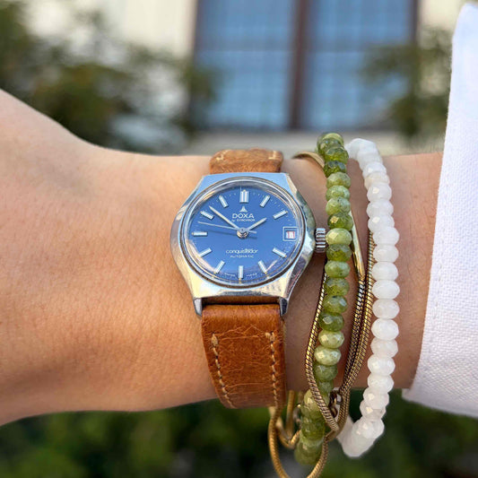 Doxa Ladies Watch: Vintage Mechanical Blue Dial 70s Automatic
