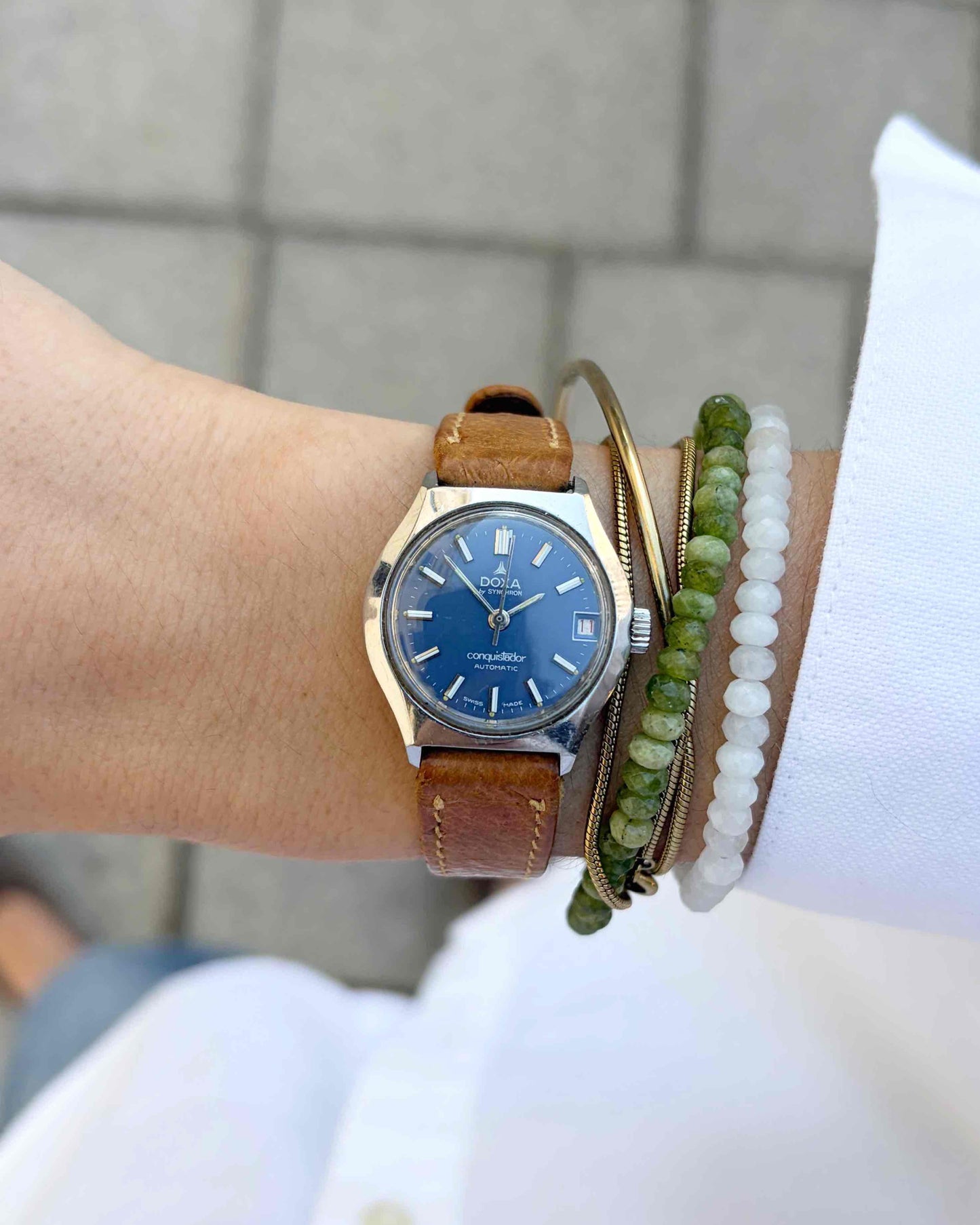 Doxa Ladies Watch: Vintage Mechanical Blue Dial 70s Automatic