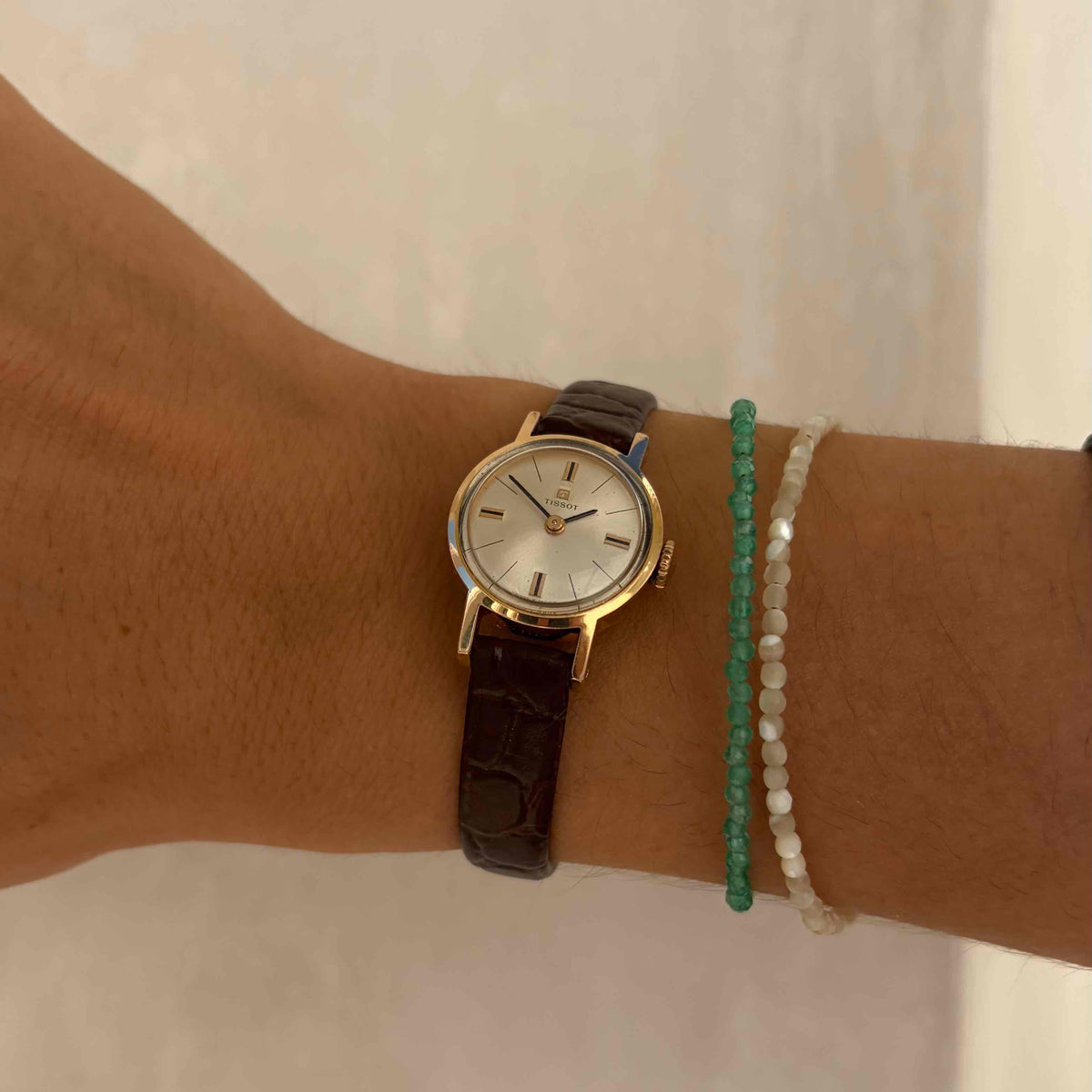Tissot Cocktail Watch: Ladies 60s Mechanical White Sunburst Dial