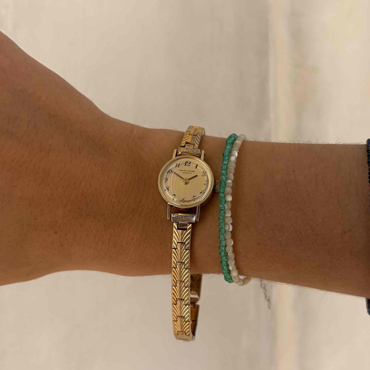 Favre Leuba Cocktail: Ladies Watch 60s Mechanical Gold Dial Faceted Crystal