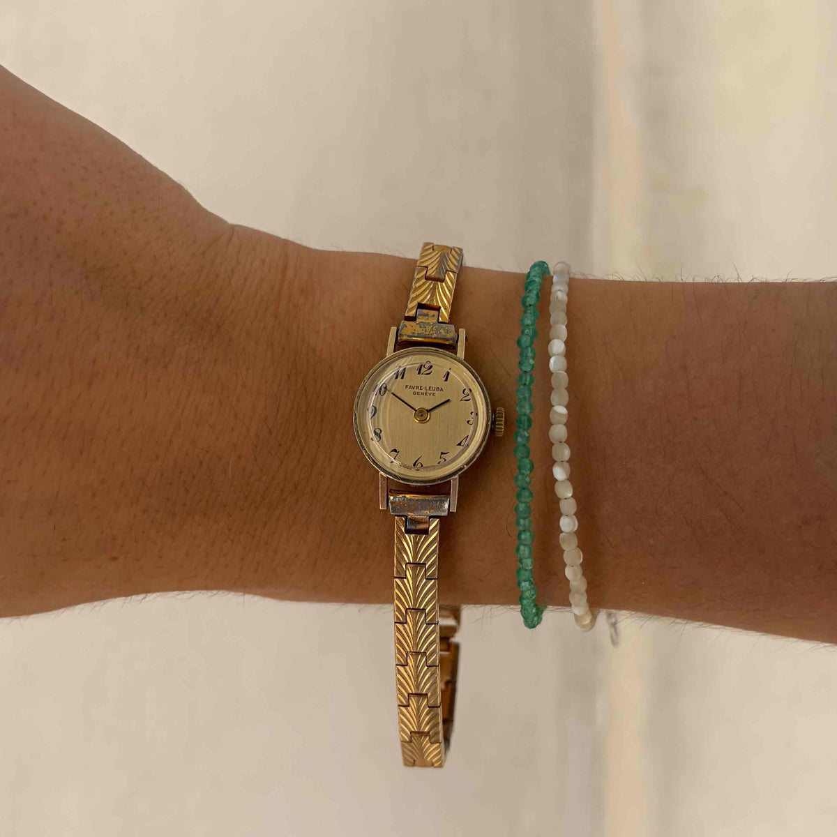 Favre Leuba Cocktail: Ladies Watch 60s Mechanical Gold Dial Faceted Crystal