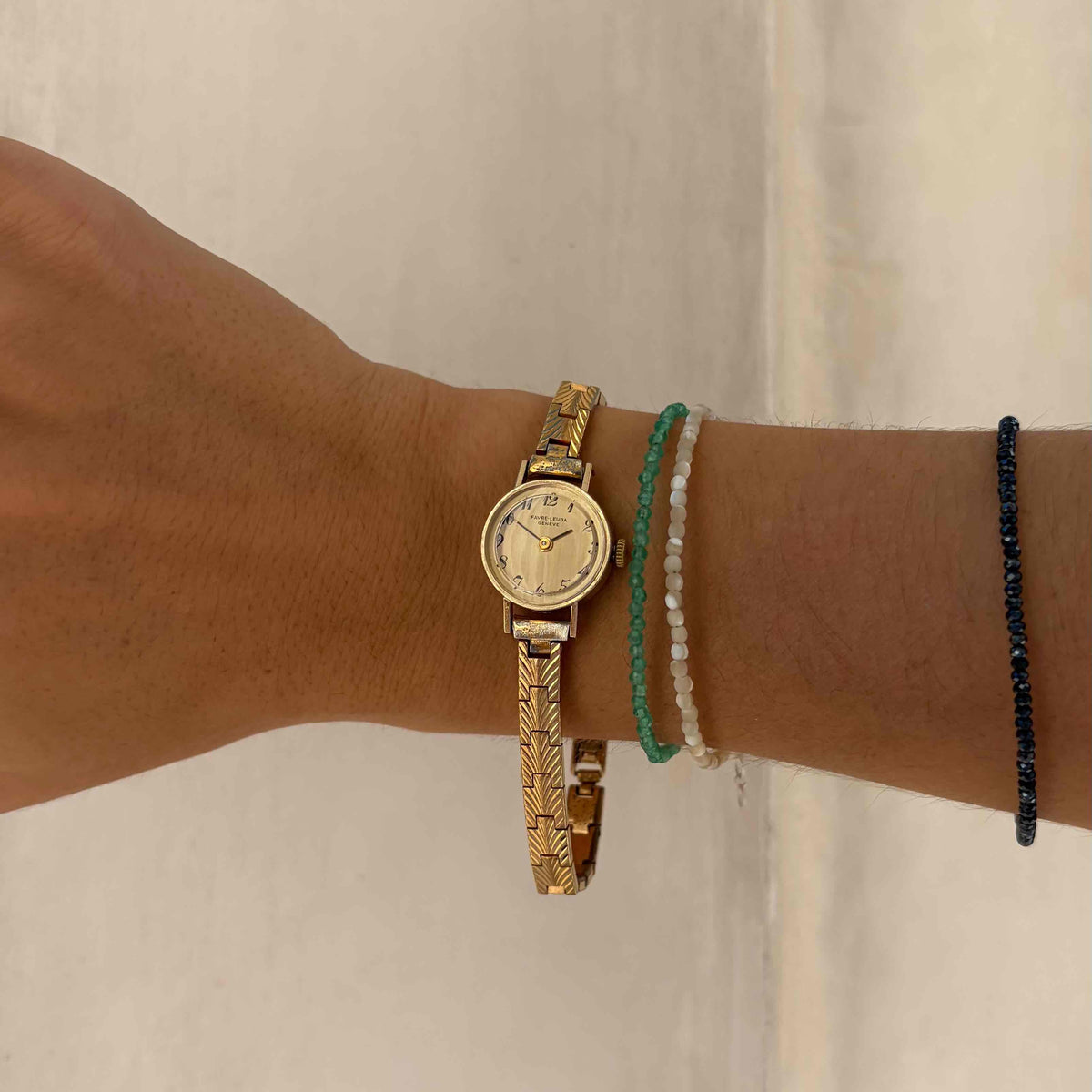 Favre Leuba Cocktail: Ladies Watch 60s Mechanical Gold Dial Faceted Crystal