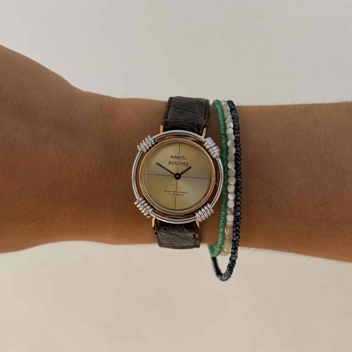 Marcel Boucher Watch: Cocktail 70s Two-Tone Sculptural Case Mechanical