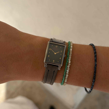 Seiko Tank Watch: Ladies Vintage 90s Black and Gold Structured Dial - NOS