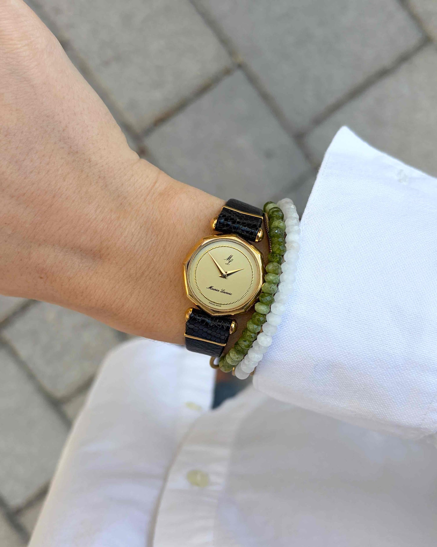 Maurice Lacroix Octagon: Vintage Mechanical Ladies Watch 70s Gold Dial
