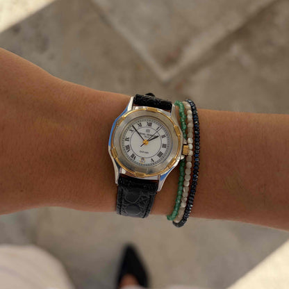 Michel Herbelin Safari: Ladies 90s Golden Two-Tone White Dial