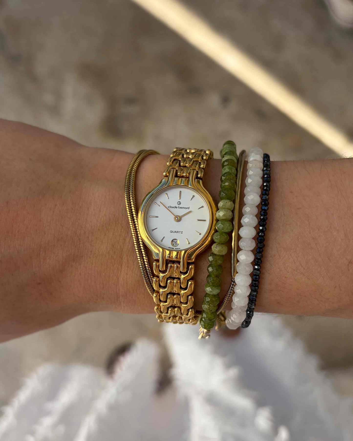 Claude Bernard Watch: Vintage Cocktail Ladies 90s Gold White Dial