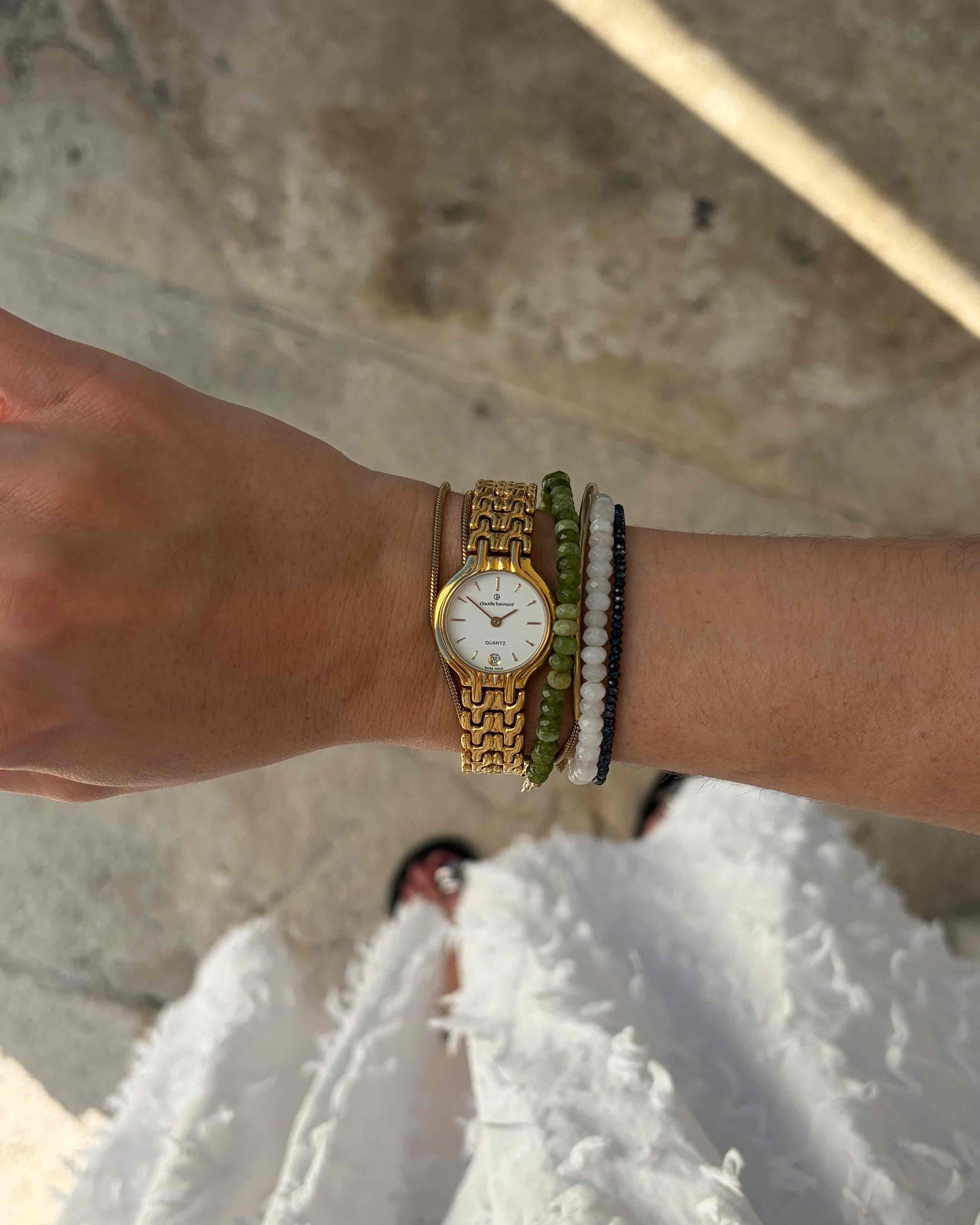 Claude Bernard Watch: Vintage Cocktail Ladies 90s Gold White Dial