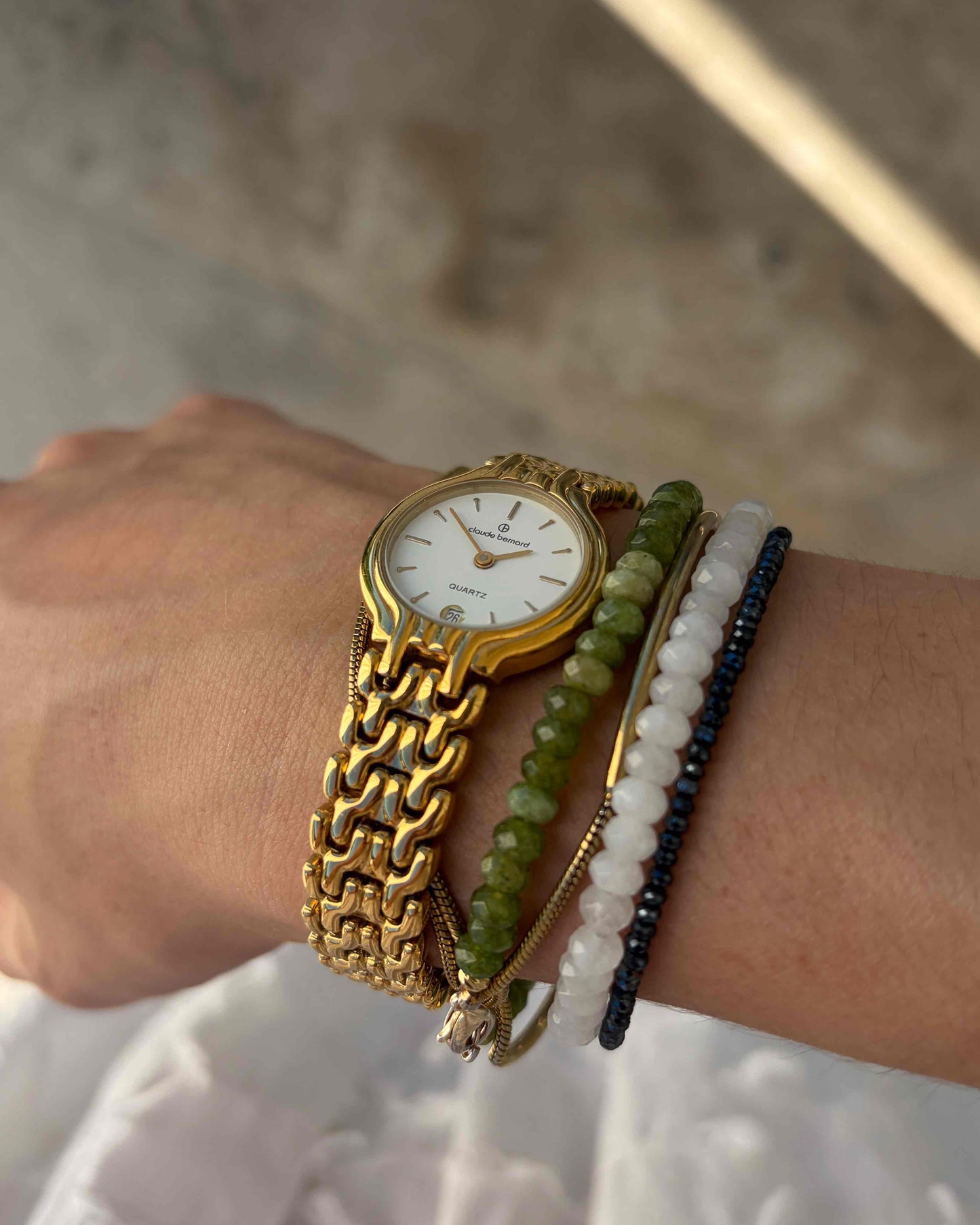 Claude Bernard Watch: Vintage Cocktail Ladies 90s Gold White Dial