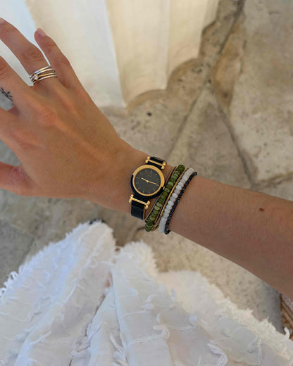 Seiko Dainty Watch: Ladies Vintage 90s Black and Gold Dial - NOS