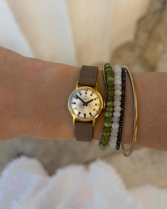 Junghans Ladies Watch: Vintage Dainty 70s Gold White Sunburst Dial Mechanical