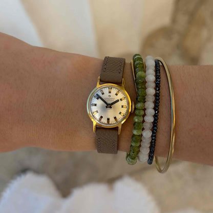 Junghans Ladies Watch: Vintage Dainty 70s Gold White Sunburst Dial Mechanical