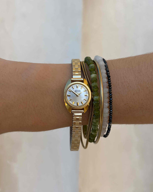 Arsa Cocktail Watch: Ladies 70s Mechanical White Sunburst Dial