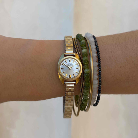 Arsa Cocktail Watch: Ladies 70s Mechanical White Sunburst Dial