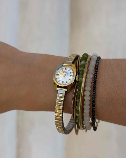 Arsa Cocktail Watch: Ladies 70s Mechanical White Sunburst Dial