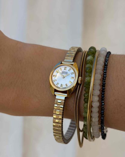 Arsa Cocktail Watch: Ladies 70s Mechanical White Sunburst Dial