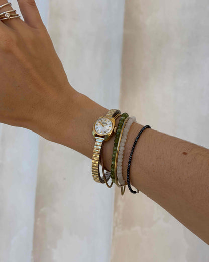 Arsa Cocktail Watch: Ladies 70s Mechanical White Sunburst Dial