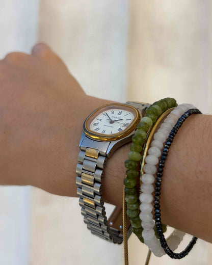 Tissot Seastar Watch: Ladies 80s Vintage Gold Two-Tone White Dial Date