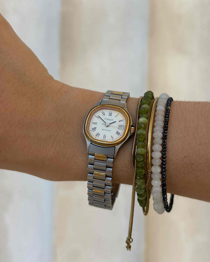 Tissot Seastar Watch: Ladies 80s Vintage Gold Two-Tone White Dial Date