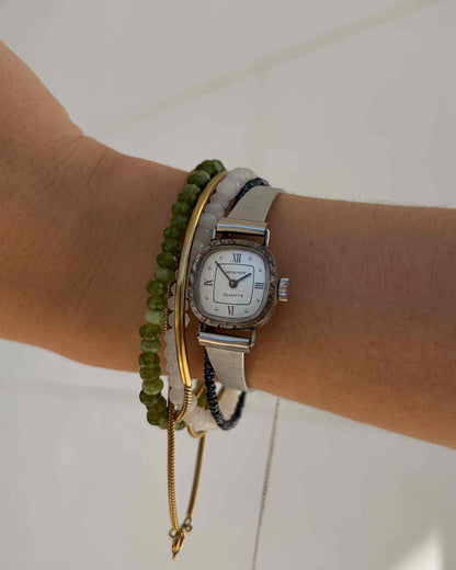 Kasper Cocktail Watch: Vintage Ladies Dainty 70s Silver Roman Dial