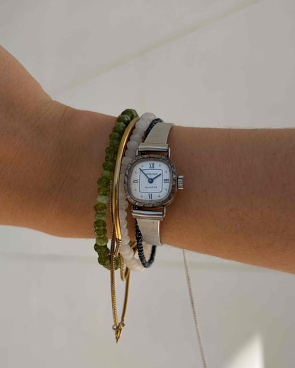Kasper Cocktail Watch: Vintage Ladies Dainty 70s Silver Roman Dial