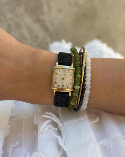 Gloriosa Tank Watch: Ladies 60s Mechanical White Patina Dial