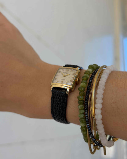 Gloriosa Tank Watch: Ladies 60s Mechanical White Patina Dial