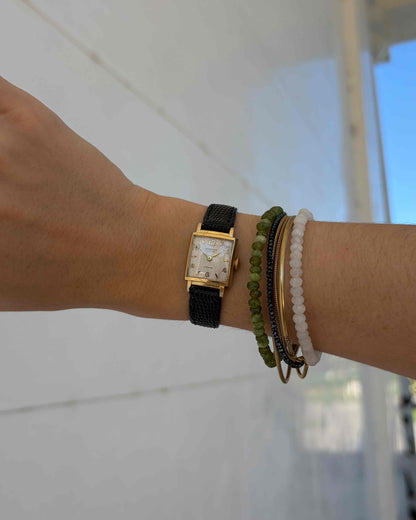 Gloriosa Tank Watch: Ladies 60s Mechanical White Patina Dial