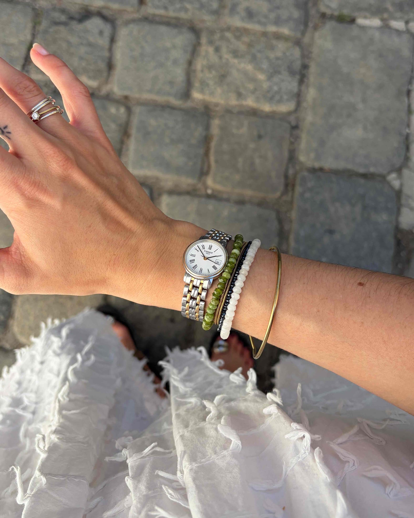 Tissot Dainty Watch: Ladies 90s Two-Tone White Roman Dial