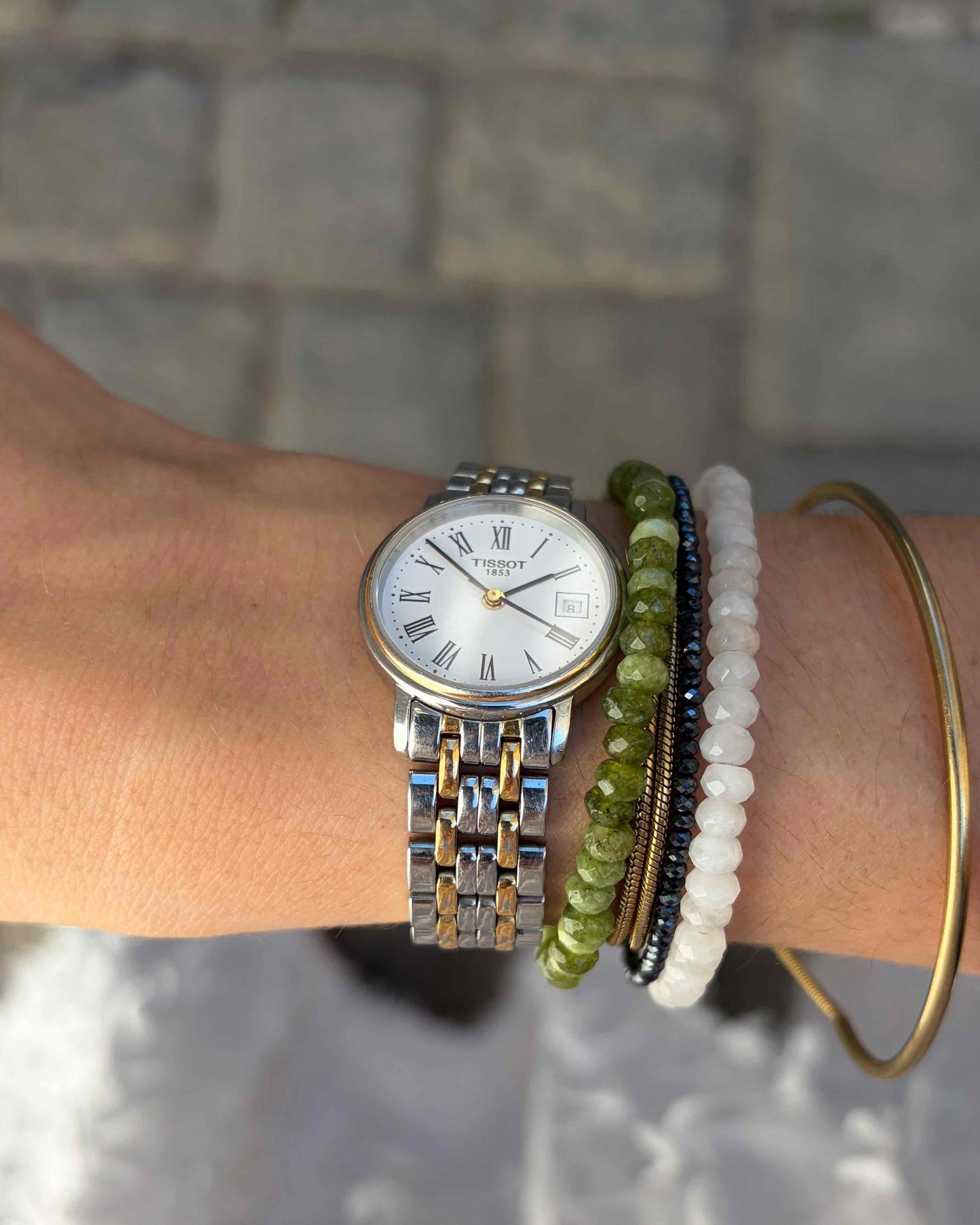 Tissot Dainty Watch: Ladies 90s Two-Tone White Roman Dial