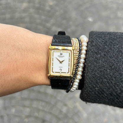 Raymond Weil Tank: Vintage Ladies Watch 90s Golden Diamond-Set Dial