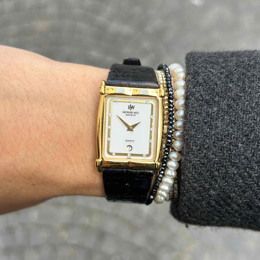Raymond Weil Tank: Vintage Ladies Watch 90s Golden Diamond-Set Dial