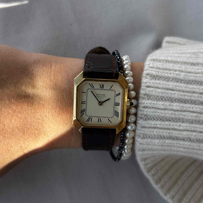 Oriosa Tank Watch: Vintage Ladies 60s Golden Mechanical with Roman Numerals