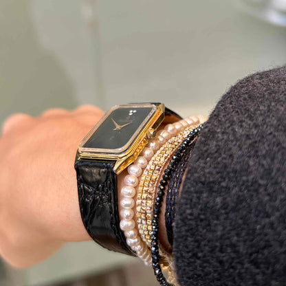 Osco Tank Watch: Vintage Ladies 80s Golden Rectangular with White Structured Dial