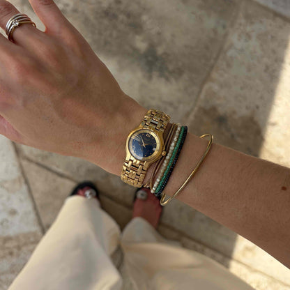 Raymond Weil Fidelio: Vintage Ladies 90s Gold Blue Dial Cabochon Crown