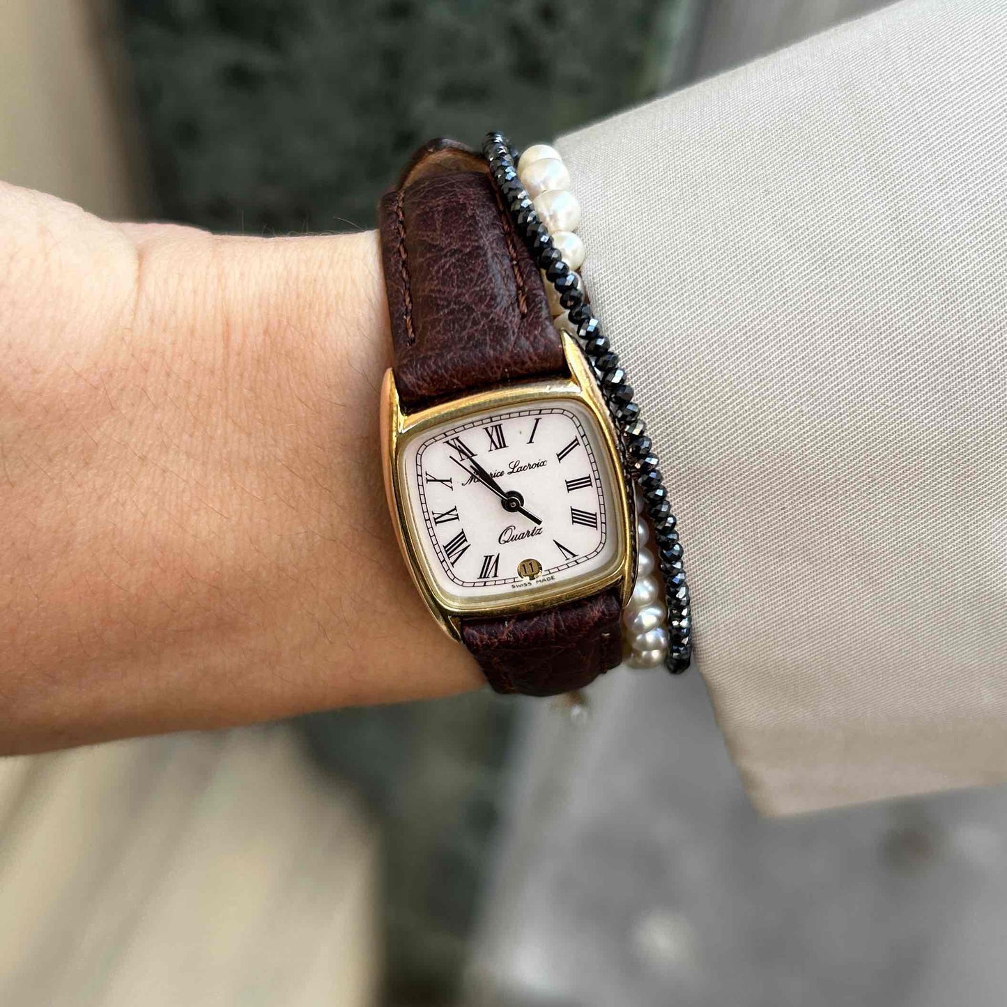Maurice Lacroix Tank: Vintage Ladies Watch 90s Golden Roman Numerals