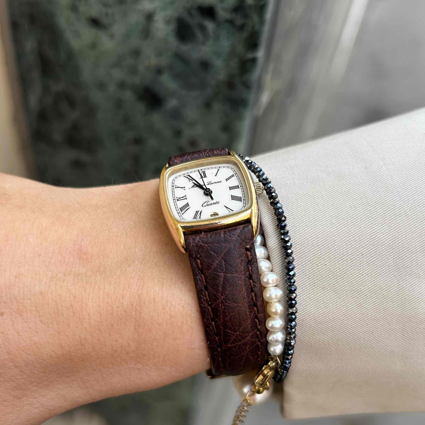Maurice Lacroix Tank: Vintage Ladies Watch 90s Golden Roman Numerals