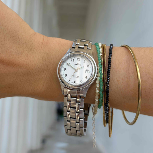 Candino Ladies Watch: Vintage 00s Silver White Dial Arabic Numerals