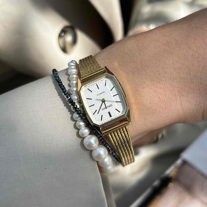 Orient Vintage Watch: 80s Cocktail Ladies Golden Rectangular Style