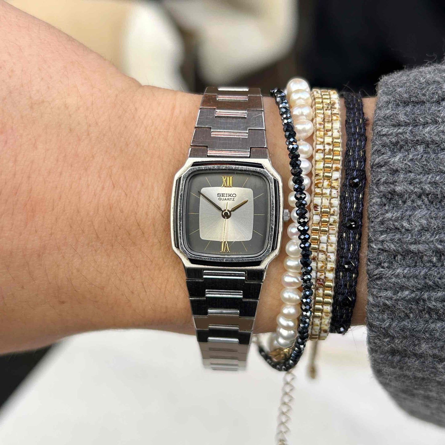 Seiko Vintage Watch: Ladies 80s Two-Tone Dial with Integrated Bracelet