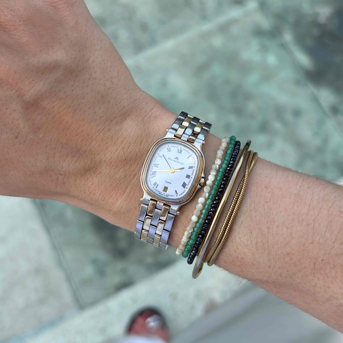 Maurice Lacroix Tank: Vintage Ladies Watch 80s Two-Tone White Roman Dial