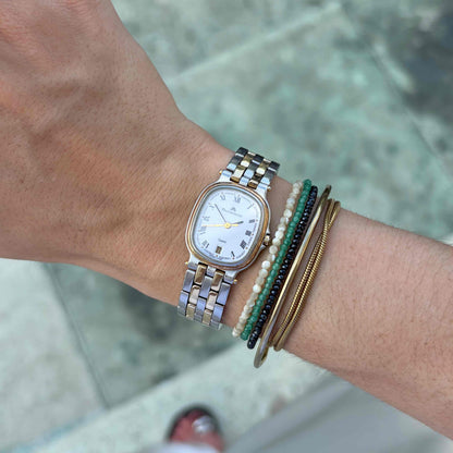 Maurice Lacroix Tank: Vintage Ladies Watch 80s Two-Tone White Roman Dial